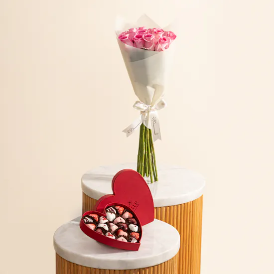 Fleur Red Heart Chocolate Box | Charming Flowers Bouquet