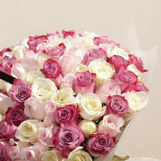 Happy Birthday in Russian Soft Tones Flowers Bouquet