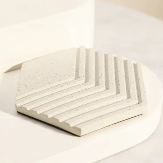 Atom Beige Pottery Coaster For Cups