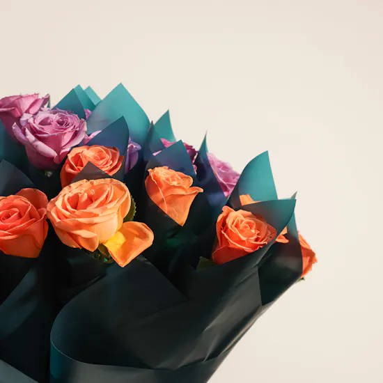 Orange and Purple Roses Favors