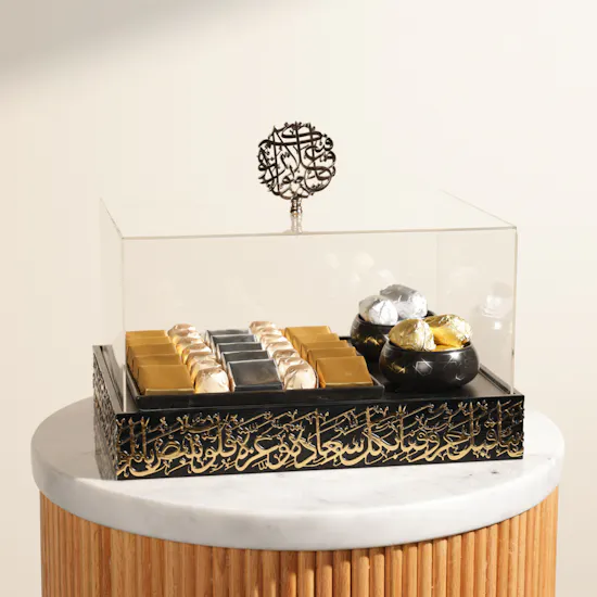 Ghazl Chocolatier Premium Chocolate and Date Black Tray