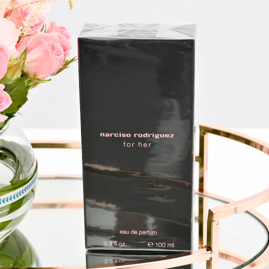 Narciso Rodriguez For Her with Wedding Blooms Vase