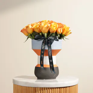 Sunlit Golden Roses Vase