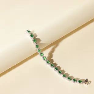 Zia Silver with Emerald Zircon Stone Tennis Bracelet Zia Silver with Emerald Zircon Stone Tennis Bracelet