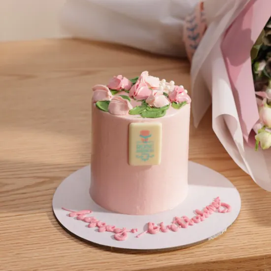 Rose Ribbon Mini Cake | Delicate Bouquet