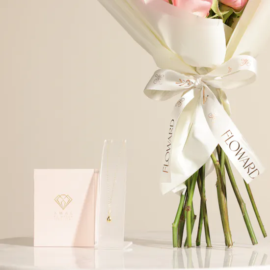 Amal Almajed Drop Charm Gold Women's Necklace | Blissful Flowers