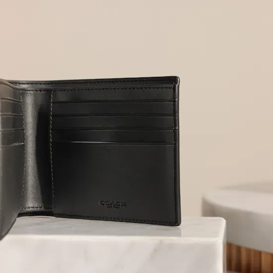 Coach Black Signature Canvas Wallet Gift Set for Men