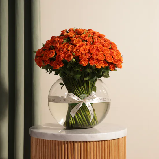 Huge Orange Baby Rose Vase