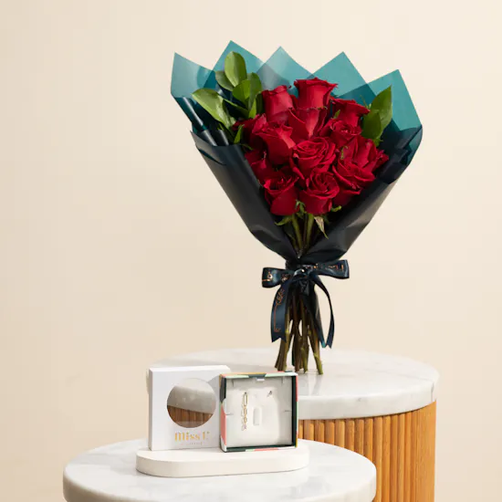 Miss L' Stud and Drop Earrings | Classy Roses Bouquet