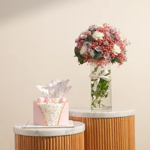 Floward Happy Birthday Butterfly Cake | Shine Flowers Vase