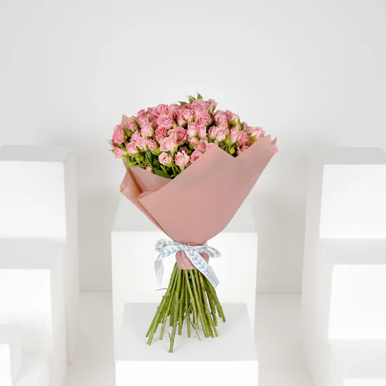 50 Baby Roses | Pink Wrap