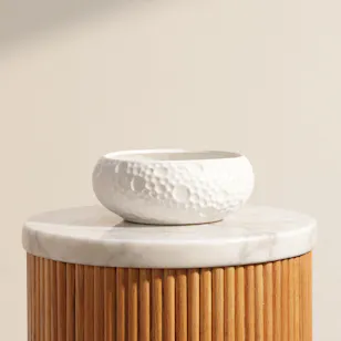 Floward White Circular Ceramic Vase 