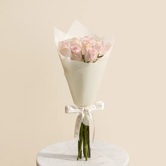 Elegant Pink Roses Bouquet | 12 Roses