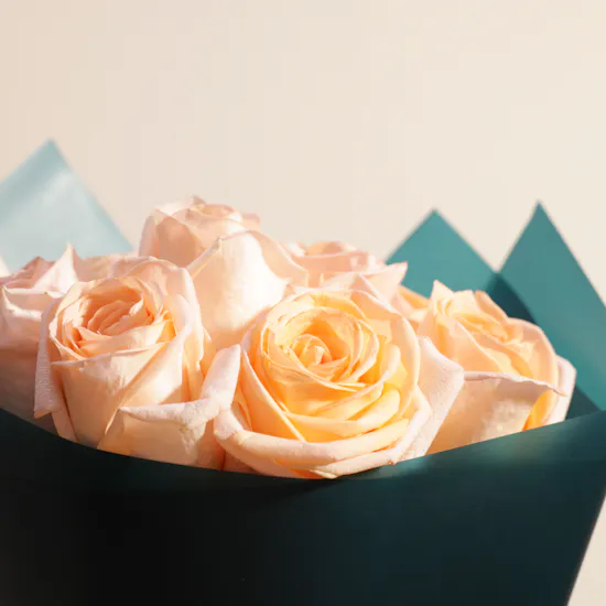Ethereal Peach Roses Bouquet | 12 Roses