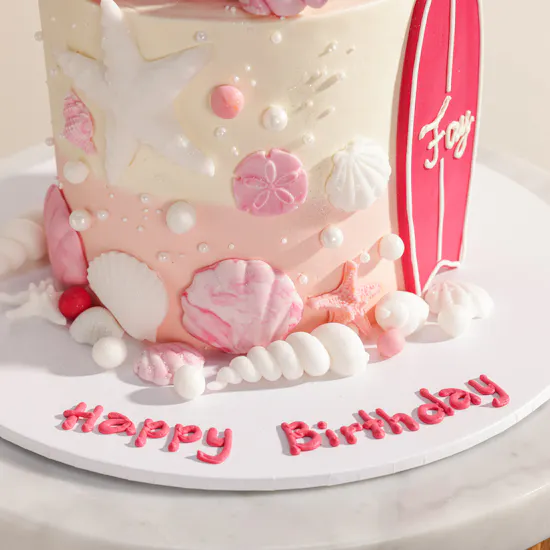 NQ's Bakery Personalized Pink Summer Birthday Cake