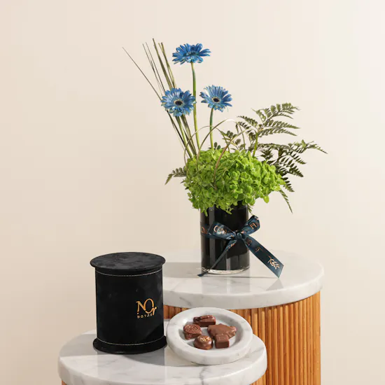 Nor Noyau Round Black Velvet Small Chocolate Box | Regal Tides Flowers