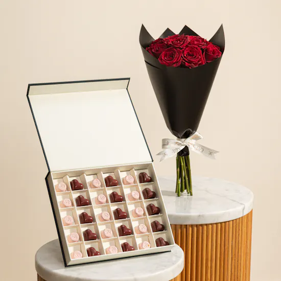 Floward Roses and Hearts Medium Chocolate Box | Love Flowers