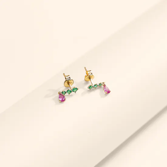 L'azurde Gold Colored Stones Drop Earrings for Women | 14k