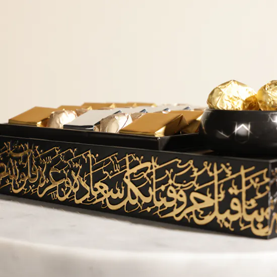 Ghazl Chocolatier Premium Chocolate and Date Black Tray