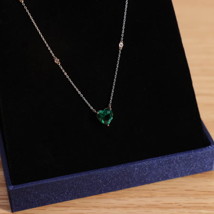 Lapis Diamond Heart Necklace 2