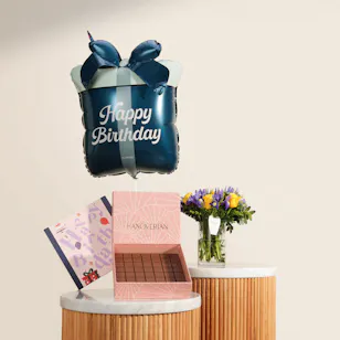 Hanoverian Happy Birthday Caramel Chocolate Box | Happy Flowers and Balloon