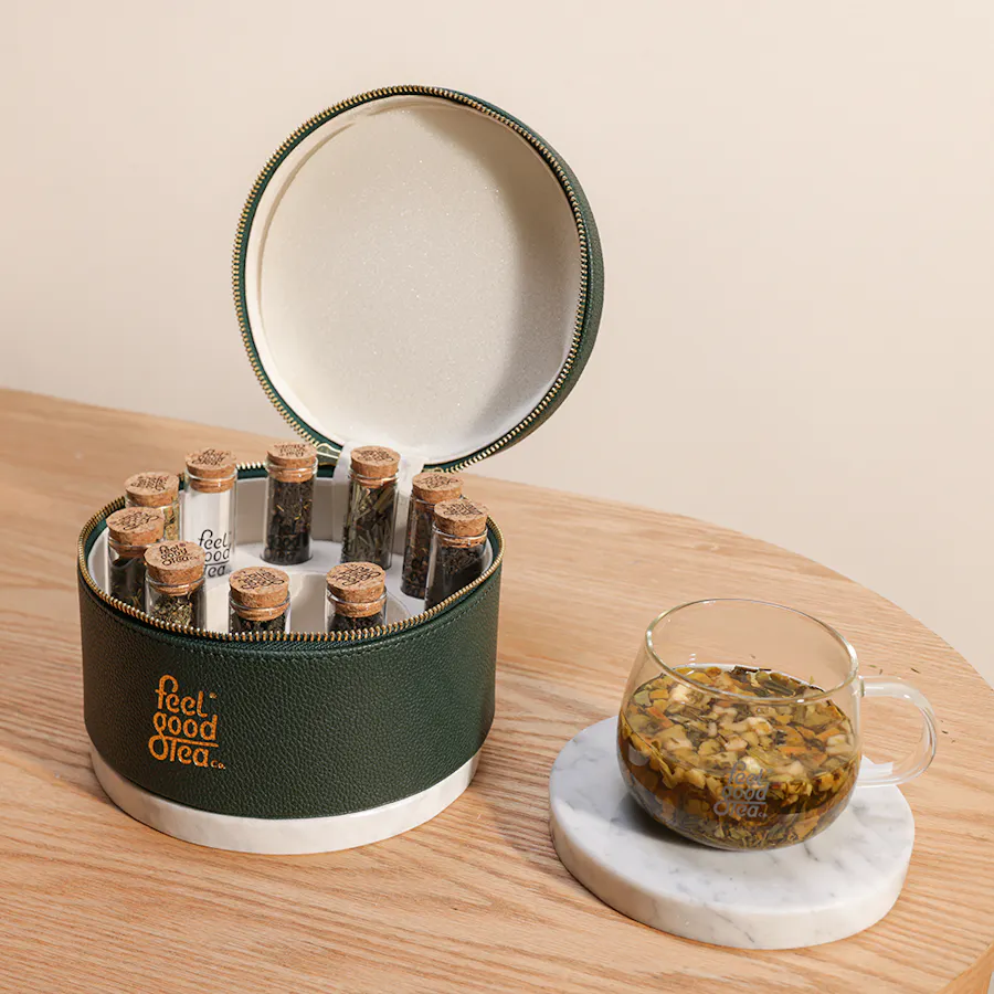 Feel Good Tea Green Leather Tea Box 3