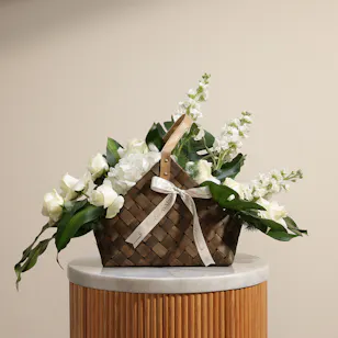 Pure White Flowers Basket 