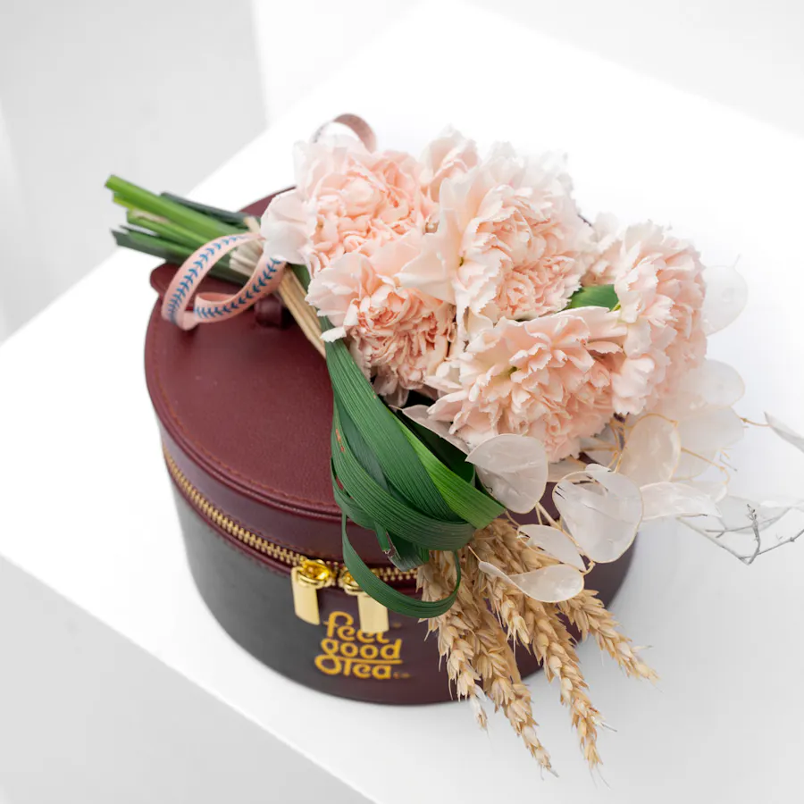 Feel Good Tea Leather Bag | Carnations 2