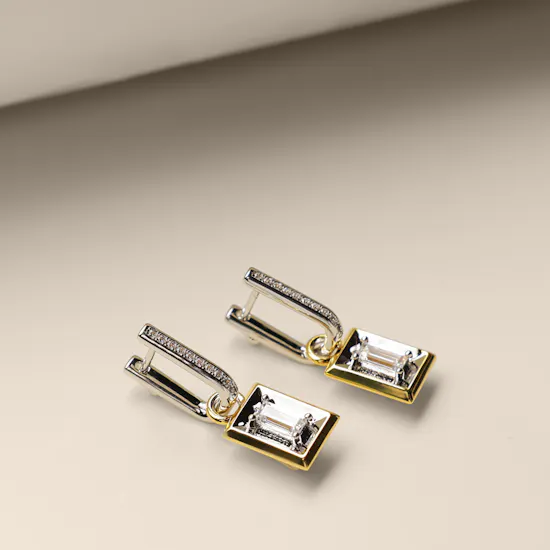 Velvet Desert Sublime Emerald-cut Gold-plated Hoop Earrings