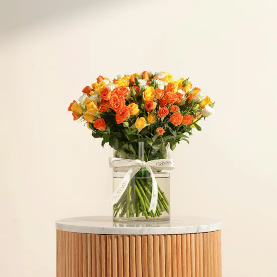 Colorful Baby Roses Vase