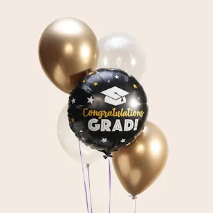Floward Graduation Gold and Black Balloons Set Floward Graduation Gold and Black Balloons Set