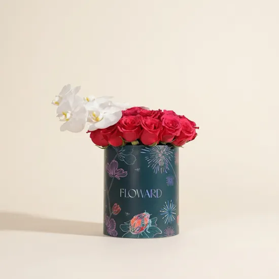 Fuchsia and White Flowers Box | 30 Flowers