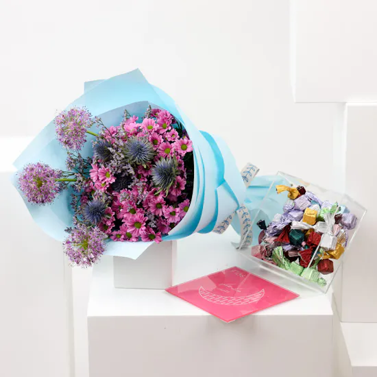 Flos Hilal Acrylic Truffles Pink Box | Flowers Bouquet