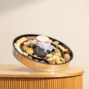 Voila Mix Kahk Silver Tray with Sadaf Lid