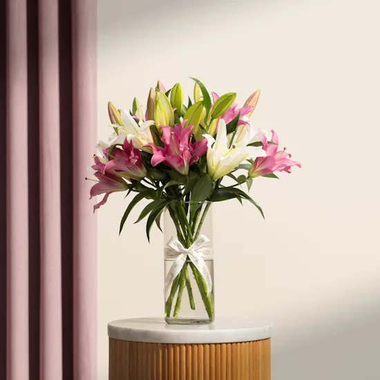 Pink & White Lilies Vase