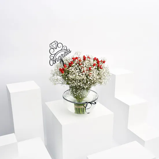 Red & White Congrats Vase