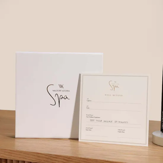 Waldorf Astoria Spa Deep Tissue Massage Gift Voucher | Mubkhar Personal Care Set and Flowers