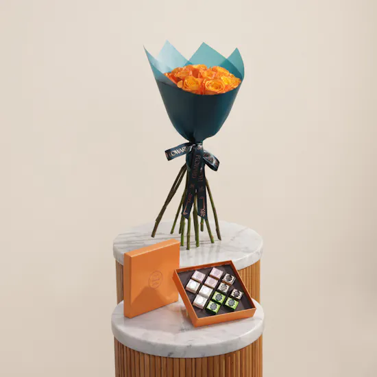 Venchi Murrine Cremino Chocolates Orange Gift Box | Prestige Touch Flower Bouquet