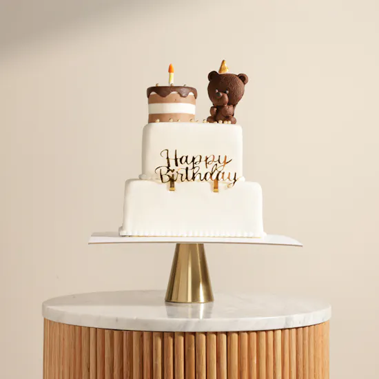 Floward Bear-Themed Birthday Tier Cake for Kids