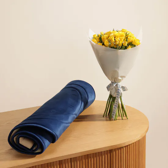 Blue Prayer Mat | Yellow Bouquet