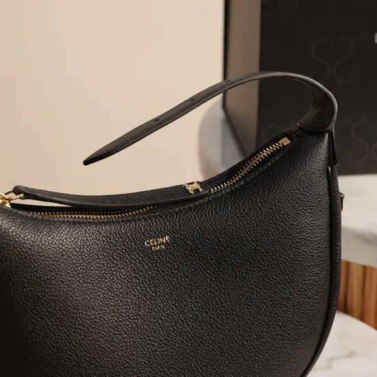 Celine Teen Celine Lulu in Grained Calfskin Black Bag