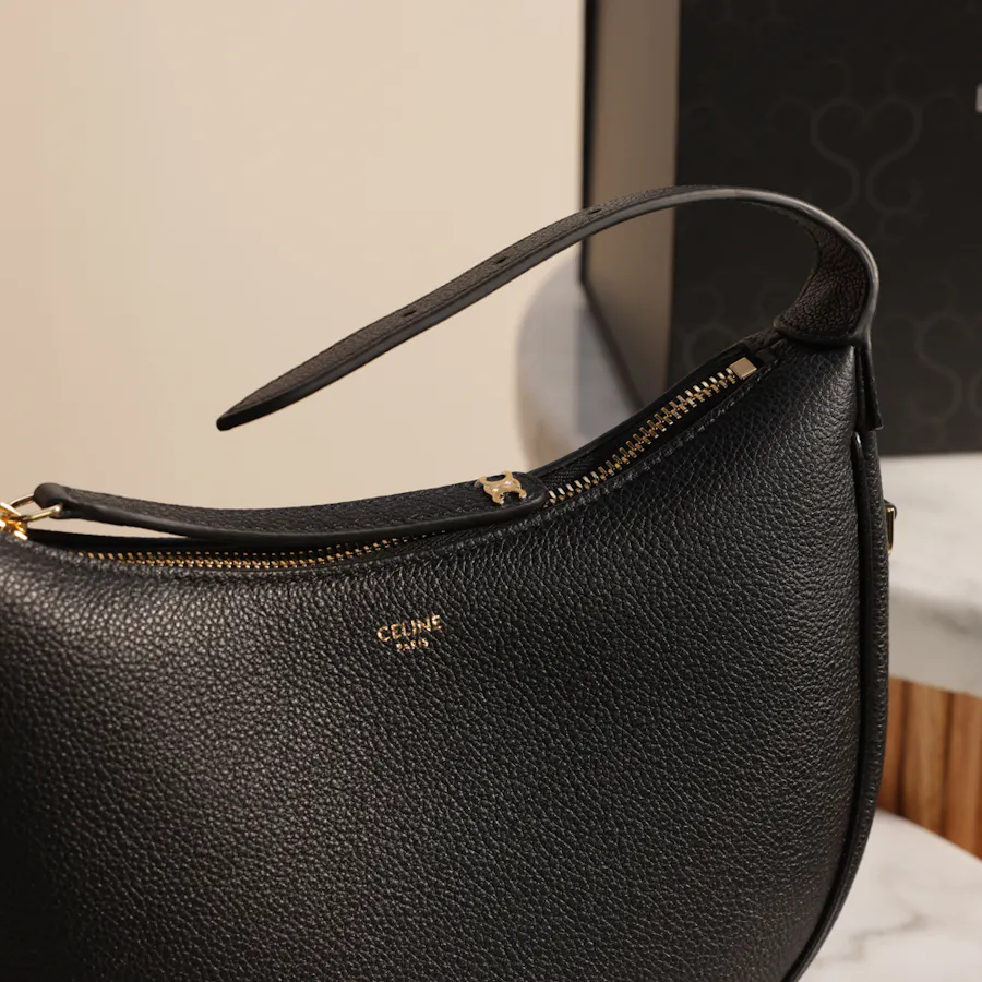 Celine Teen Celine Lulu in Grained Calfskin Black Bag 3