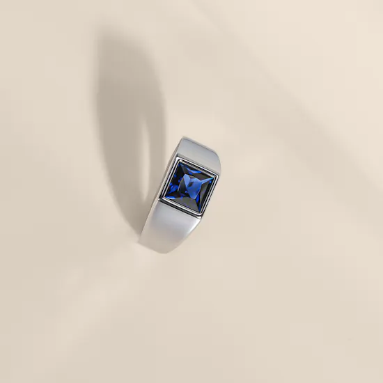 Floward Sapphire Monolith Silver Men's Ring | Size 9