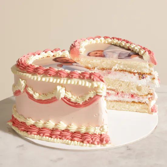 Noon Sweets Personalized Photo Pink Heart Cake
