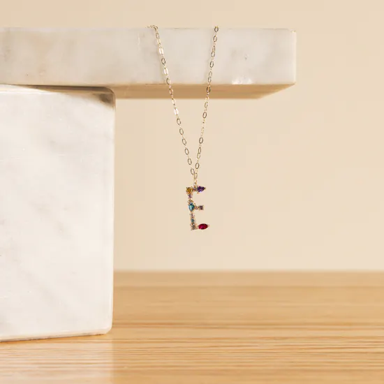 L'azurde E Gold Letter Necklace