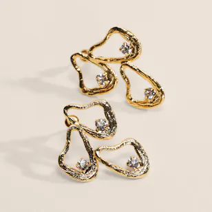 Lynyer Celestial Whispers Trip Drop Gold Plated Earrings