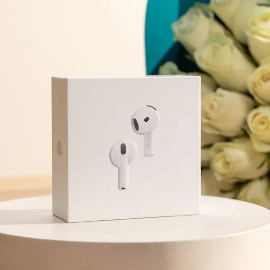 Apple AirPods 4 with Active Noise Cancellation | Moonlight Beauty Rose Bouquet