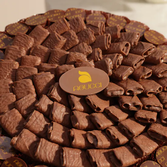 Abucci Elegant Chocolate Silver Tray | Golden Flower Bouquet