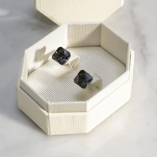 Swarovski 3D Dark Gray Pyramid-Cut Crystals Women's Earrings