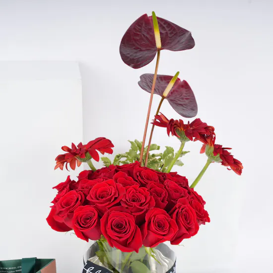 Miss L Gold & Colored Stones Earrings | Red Bouquet